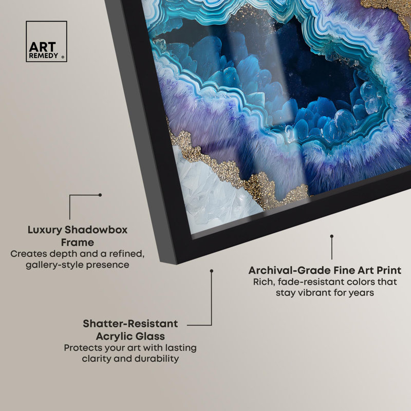 «Beryl Brood II Shadowbox Print Geode» par Art Remedy, H 13 po x l 13 po, Noir
