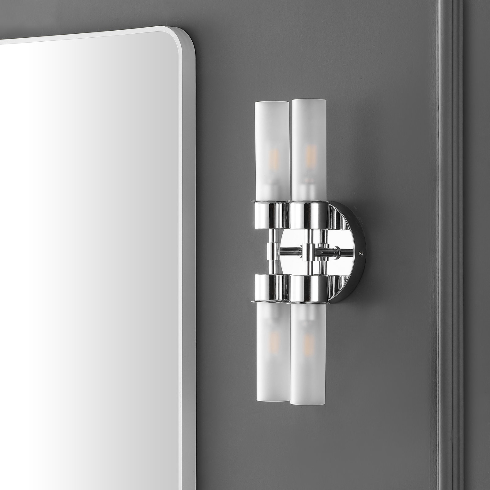 Dalenna 4 Light Glass Dimmable Armed Sconce, Chrome