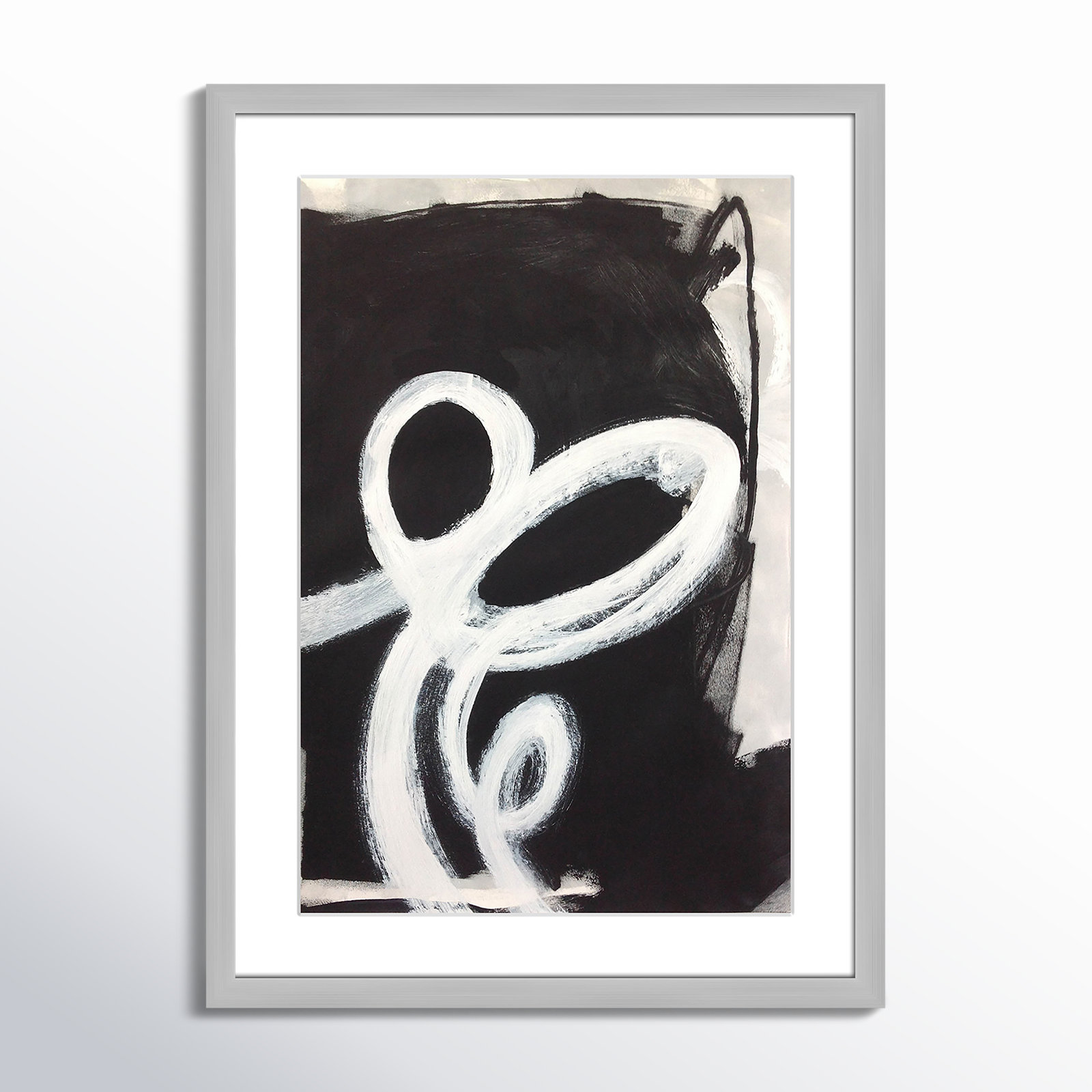 Bronte "Swirly Swirls II" Print, 23" H x 17" W x 1.25" D, Silver Single Picture Frame, Yes