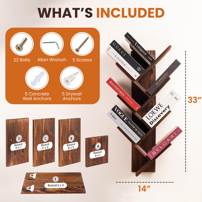 Tree Bookshelf 7-Tier, Brown