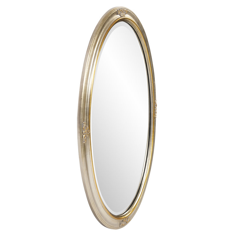 Traditional Oval Wood Framed Gold Accent Mirror