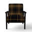 Fauteuil d'appoint rembourré à motif tartan vert et orange Fetullah-384490243-384490494