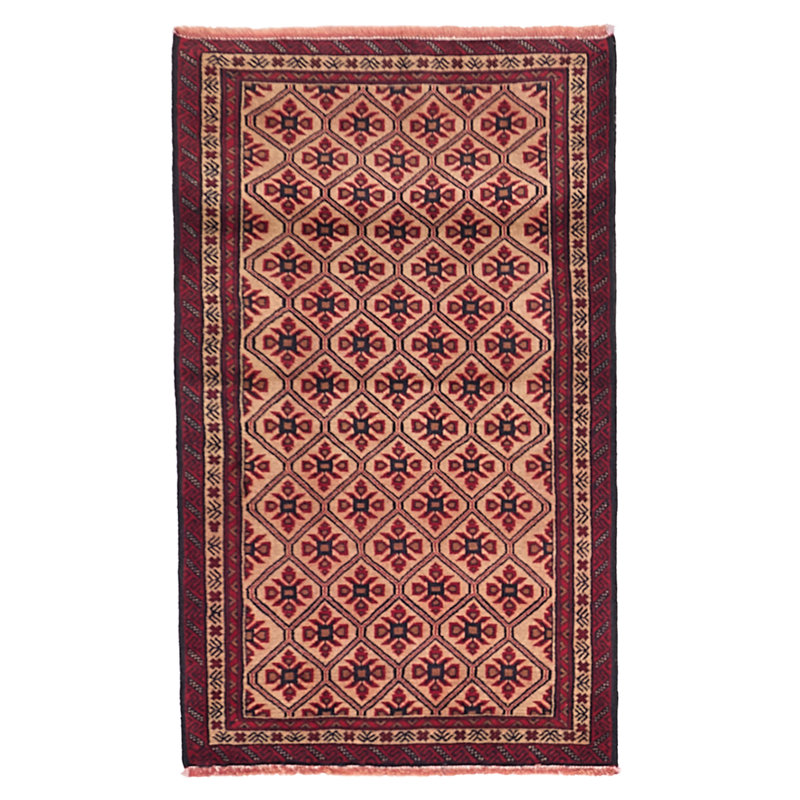 Tapis rouge Teimani 2 pi 11 po x 4 pi 11 po