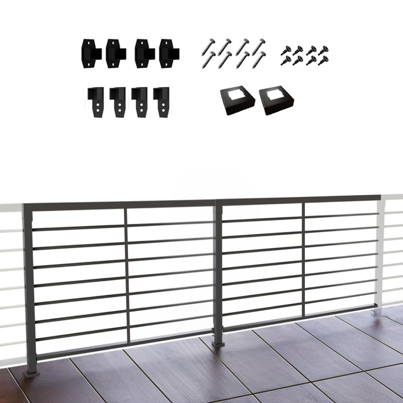 Ensemble de garde-corps horizontal, ensemble de balustres de balustrade avec poteau central, 2 poteaux d'extrémité nécessaires