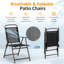 Ensemble bistro de patio 6 pièces avec 4 chaises pliantes, une table ronde en verre et un grand parasol extérieur-130620728