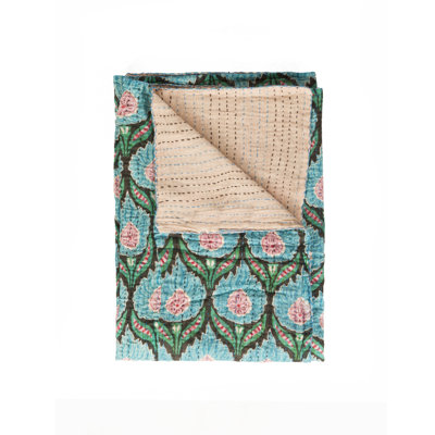 KANTHA COTTON Quilted Throw Blanket