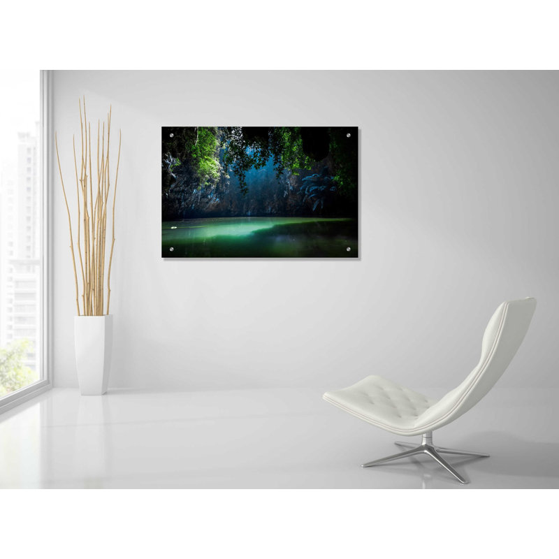Art mural en verre Latitude Run «Lagoon» par Nicklas Gustafsson, H 24 po x l 36 po x P 0,2 po