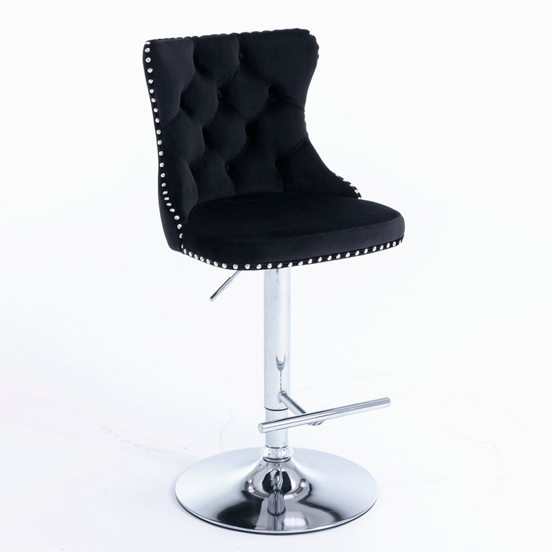 Tabouret pivotant à hauteur réglable Stormstown, Noir, Argent