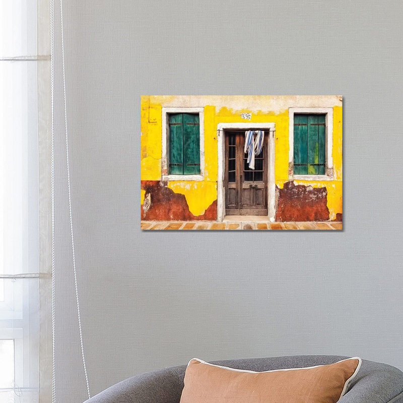 Italy, Burano. Weathered House Exterior. 1 Piece Wrapped Canvas Wall Art, 66.04 cm H x 45.72 cm W