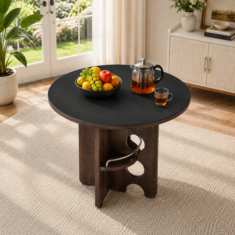 Table de salle à manger 35,4 po, Noir / Noyer