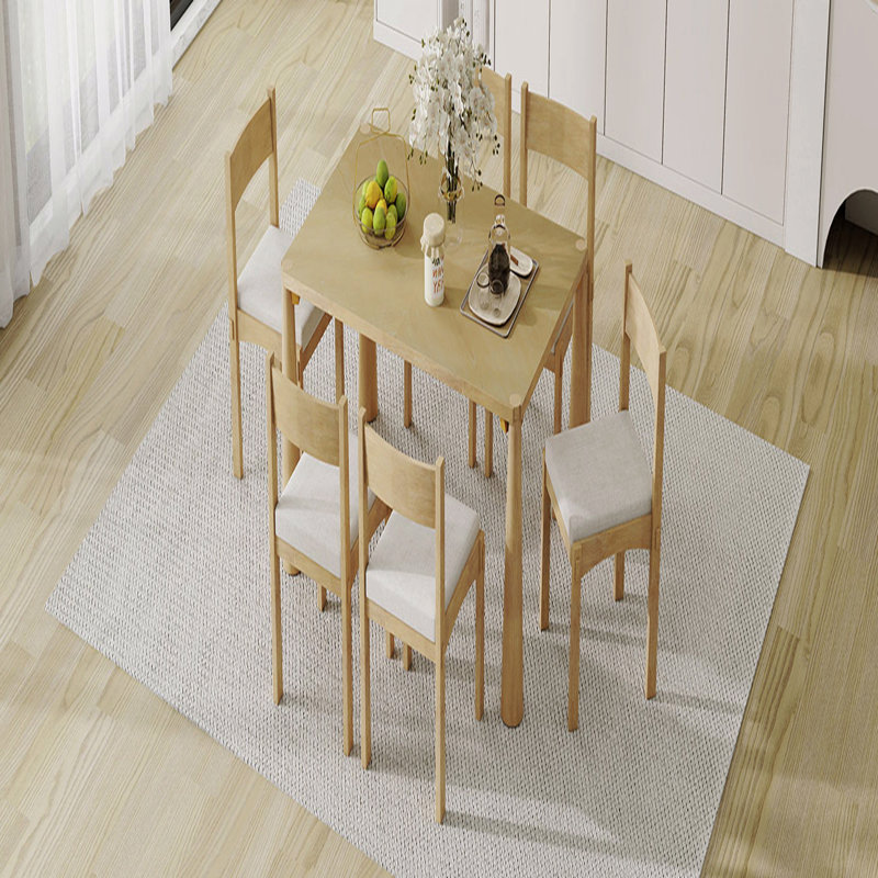 Ensemble de table à manger 7 pièces pour 6 personnes, ensemble de table à manger en bois pour 6 personnes avec chaises rembourrées pour la cuisine et la salle à manger