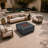 Oceanside 48" Square Propane Fire Pit Table with Hidden Fuel Tank Drawer-1952779446