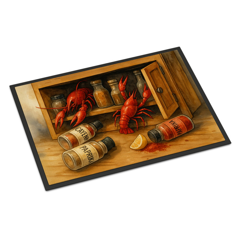 Crawfish and Spice Rack Doormat, 24" W x 36" L