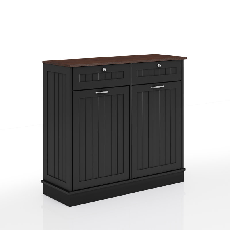 40 in. W x 14 in. D x 36 in. H Ready to Assemble Floor Base Tilt-Out Trash Kitchen Cabinet with 2-Drawer Trash Can not included