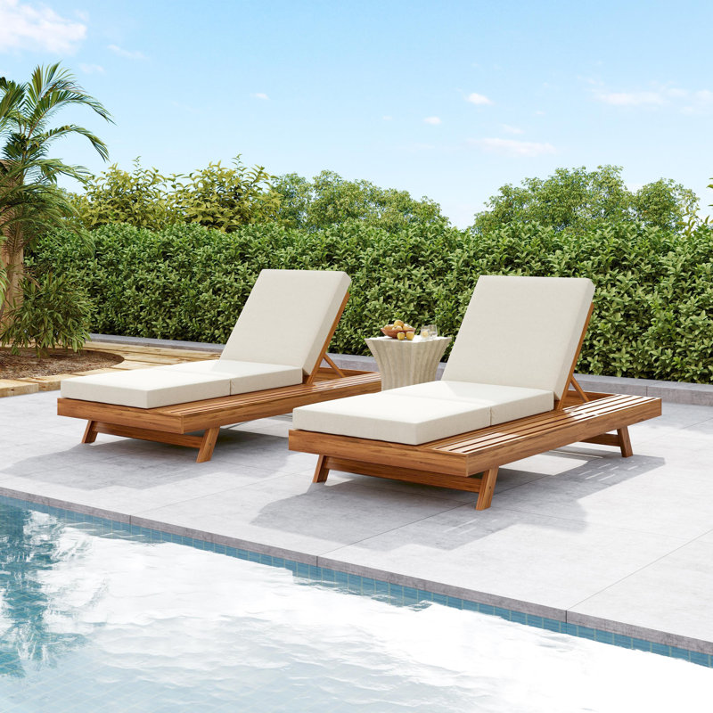 Chaise longue réglable en bois d'acacia pratique pour relaxer à l'extérieur