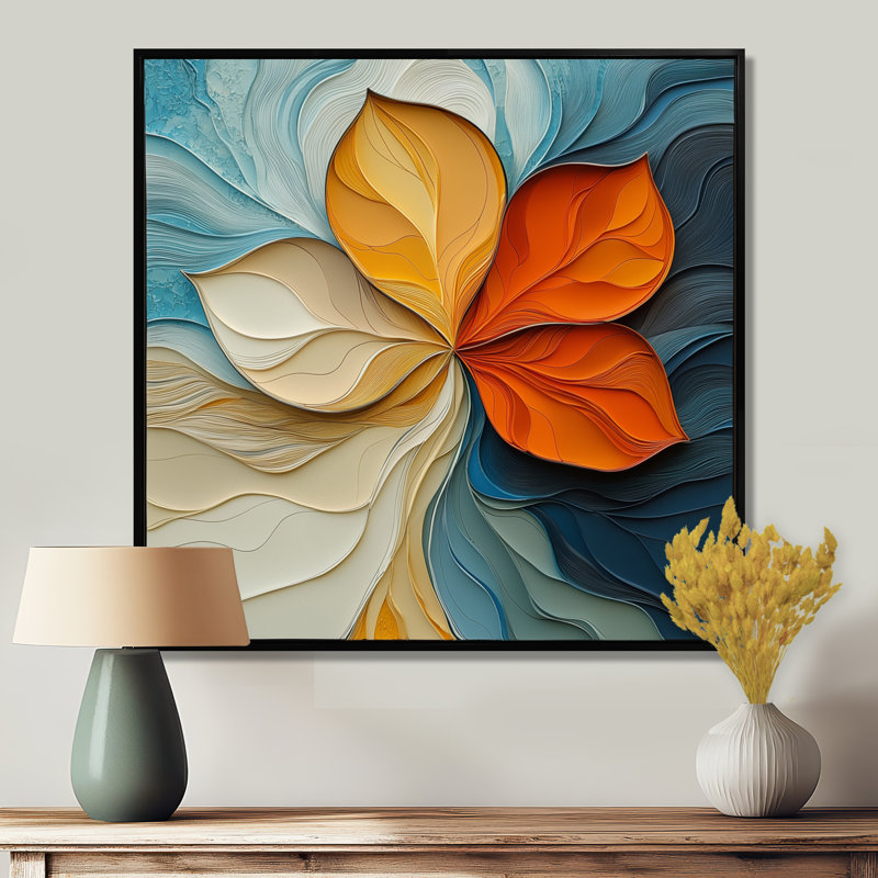 Nuam Autumn Transitional Bloom of Abstract Flower I - Art mural abstrait sur toile florale, Impression encadrée flottante