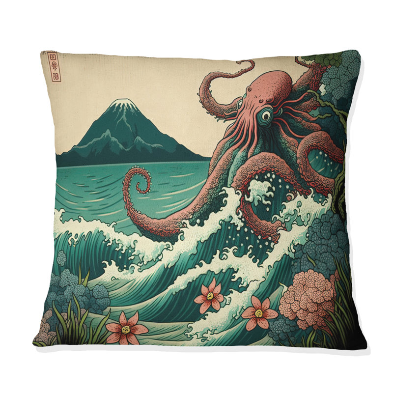 Coussin décoratif rouge avec paysage de grange rouge en hiver IV