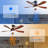 52 Inch Indoor Ceiling Fan With 3 Color Dimmable 5 ABS Blades Remote Control Reversible DC Motor Black With Led Light-2088275325-2088275322