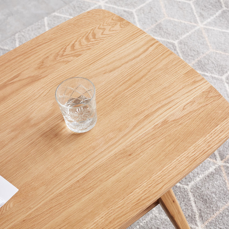 Table basse rectangulaire en chêne massif, 32,12 po de profondeur, 19,9 de largeur, double couche de rangement, table centrale en bois facile à nettoyer pour le salon, forme de bureau triangulaire, sol de 8 po, assemblage sans effort