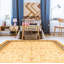 Tapis décoratif en laine noué à la main de conception persane et unique noué à la main new age paki 18/20 jaune clair 8 pi x 9 pi 10 po