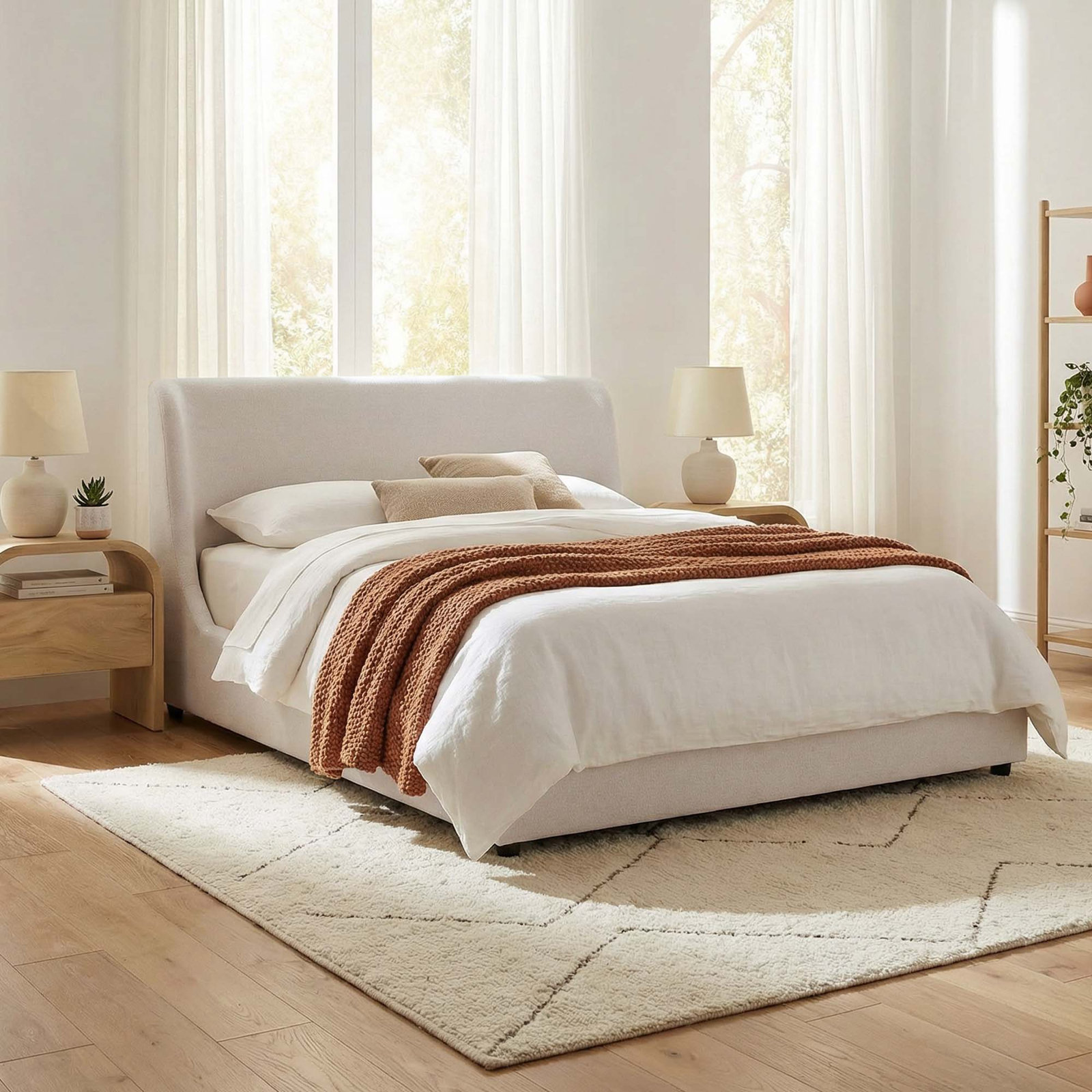 Becki Owens for Joss & Main Wingback Bed, Ojai Lace Performance Textured Weave, Queen