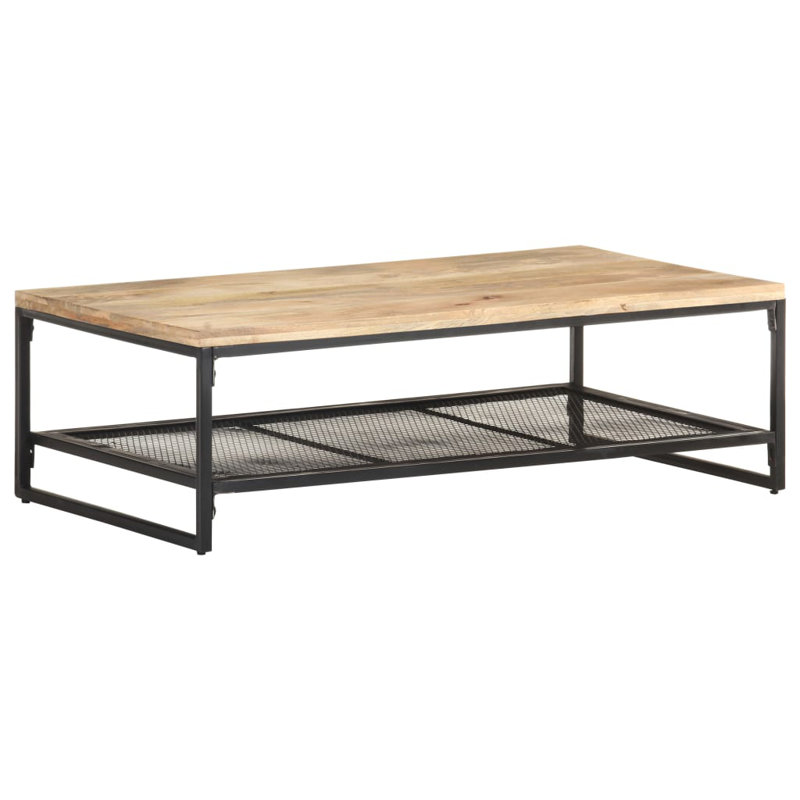 Rustic Mango Wood and Metal Coffee Table with Shelf