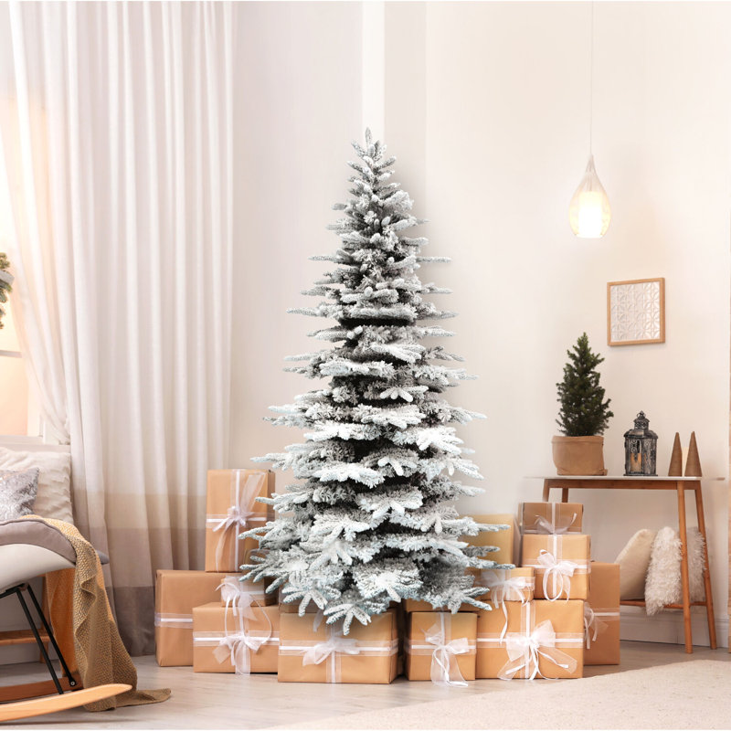 6.5-Ft White Flocked Artificial Christmas Tree with Stand