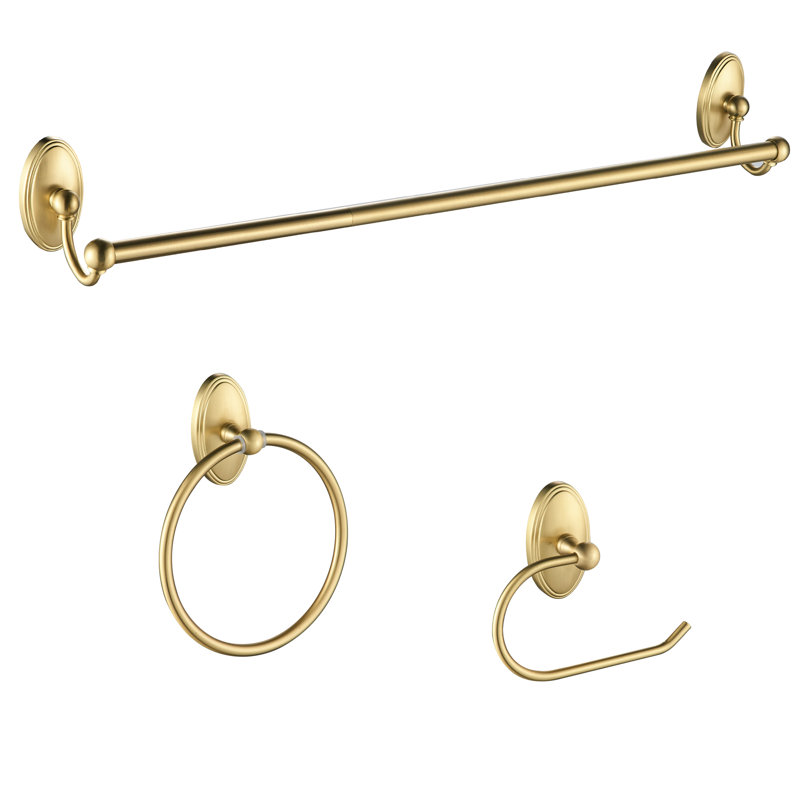 Ensemble de quincaillerie de salle de bain 3 pièces 190106, Or brossé