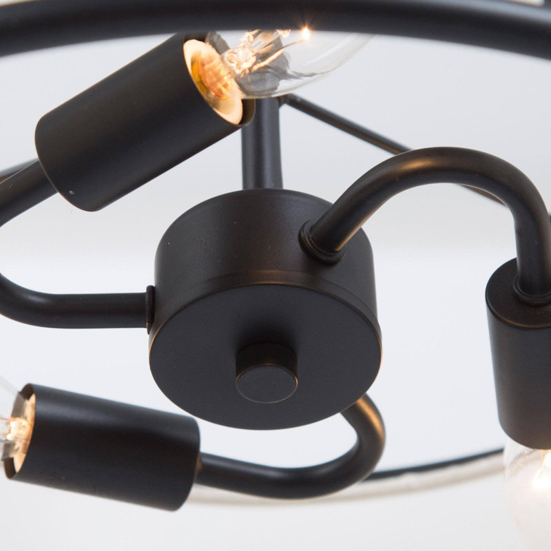 3-Light Modern Black Fabric Drum Pendant Light