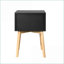 Table de chevet moderne Mid-Century avec 2 tiroirs Pieds en bois d'hévéa, noir