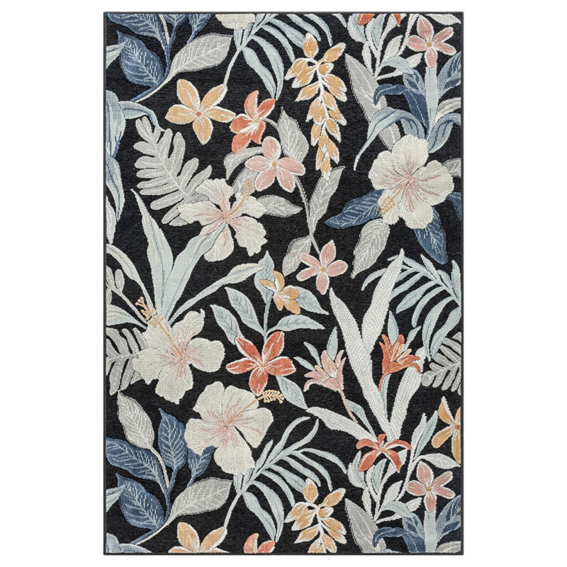 Tropical Leaf Area Rug, Rectangle 5' x 7'