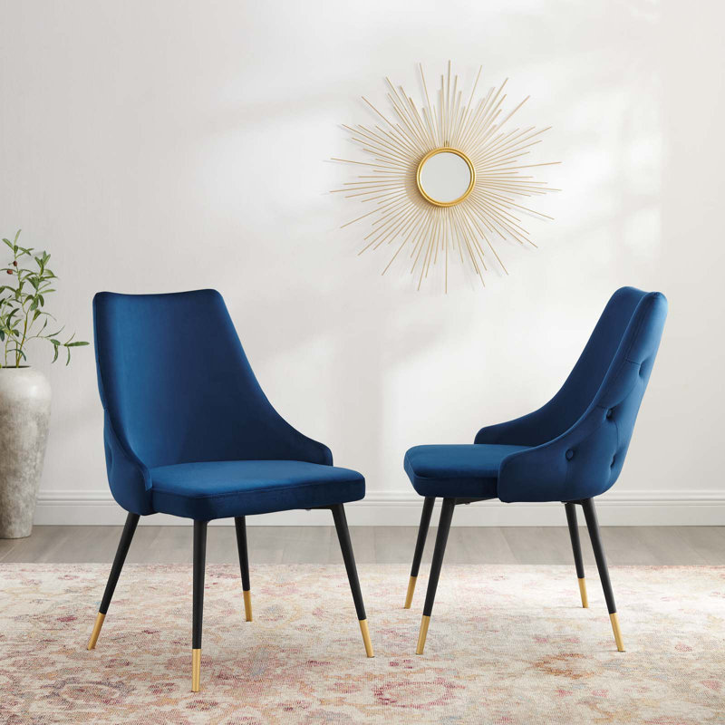 Adorn Button-Tufted Velvet Dining Chair, Navy