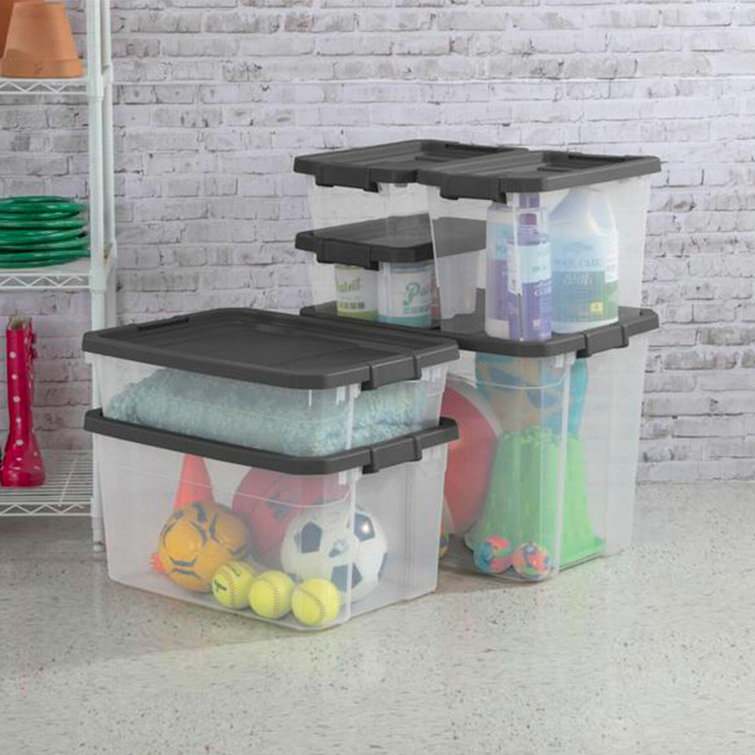 Sterilite Sterilite Clear Plastic Stackable Storage Bin with Grey Latch Lid, Wayfair in 2023