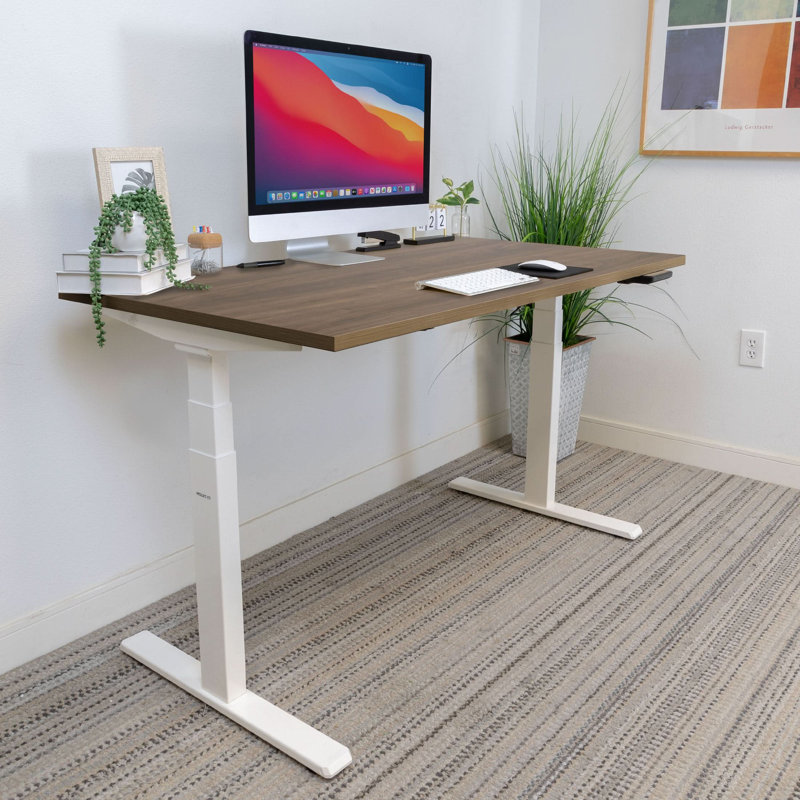 Ultimate Dual Motor Electric Standing Desk With Tabletop -, 51.40" H x 55" W x 29" D, Adrift/White