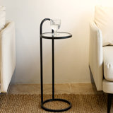 Glass Accent Side End C Table, No-Assembly