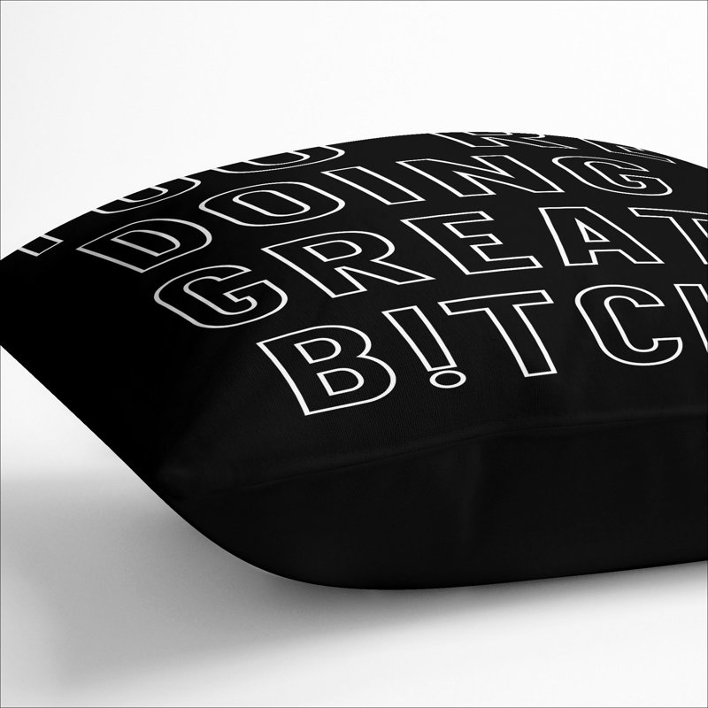 You Are Doing Great Typography Square Throw Cushion, Black, 55cm H x 55cm W x 20cm D