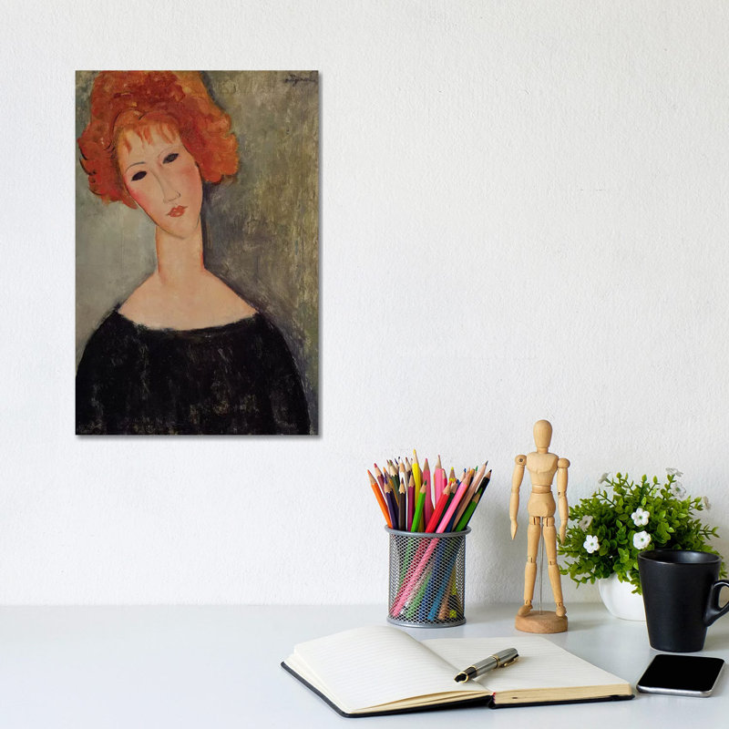 Red Head by Amedeo Modigliani - 1 Piece Wrapped Canvas Painting, 20.32 cm H x 30.48 cm W