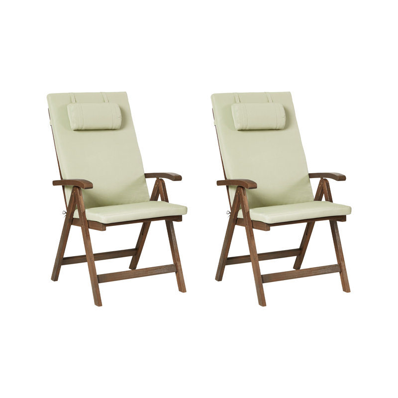 Folding Patio Dining Armchair with Cushion, Green