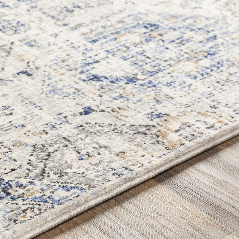 Tapis oriental bleu marine / taupe Peninces, Rectangle 7 pi 10 po x 10 pi 2 po