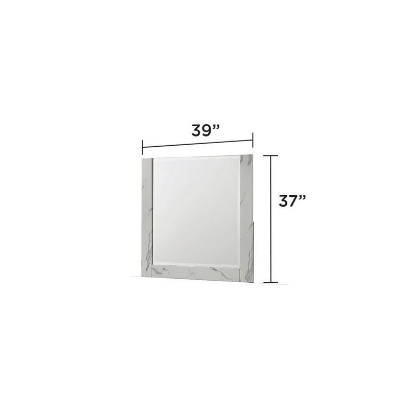 Mist Mirror White – Two-Tone High-Gloss Marble & Lacquer Frame With Oversized Reflective Surface(INCLUDES MIRROR ONLY)