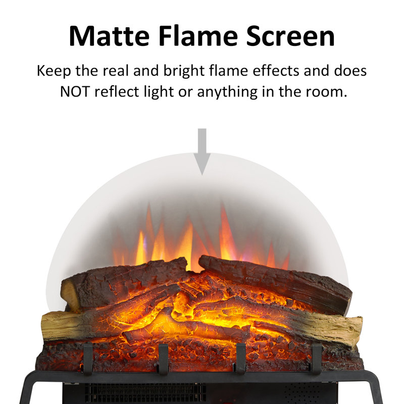 Lenneth 25'' W Electric Fireplace Log with Adjustable Color Flames & Fire Cracking Sound 