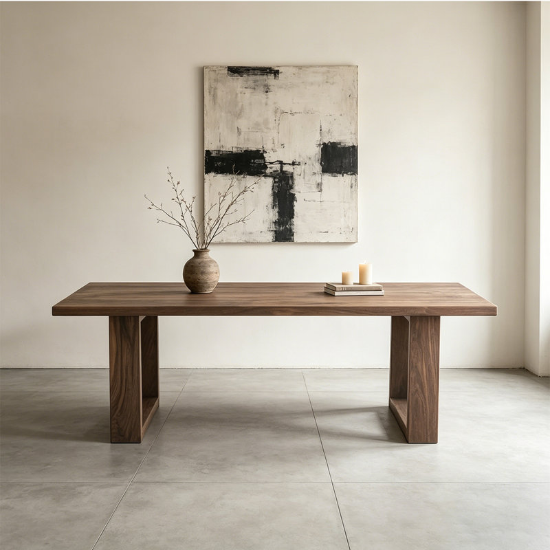 Table de salle à manger rectangulaire en bois massif brun noisette, Nut-brown, 29.53"H*78.74"W*35.43"D