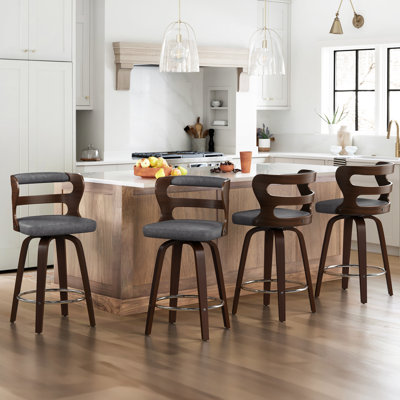Myrtis Swivel Upholstered Bar Stool
