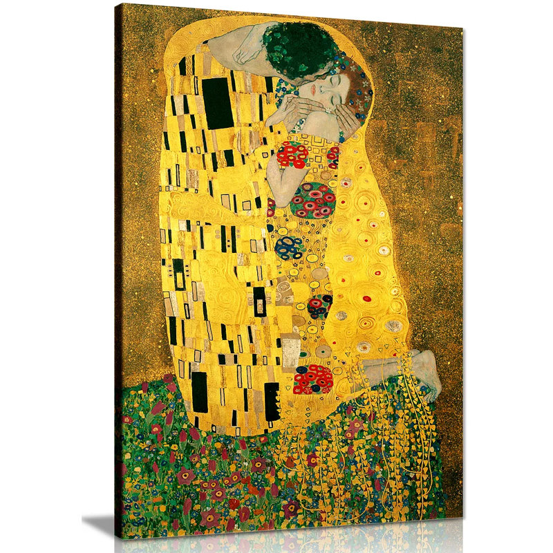 Kiss by Gustav Klimt - Wrapped Canvas Painting, 91cm H x 61cm W
