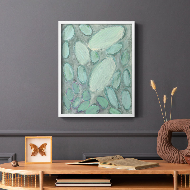 Blue Orbs II, reproduction encadrée - bois massif, Blanc, H 28 po x l 22 po