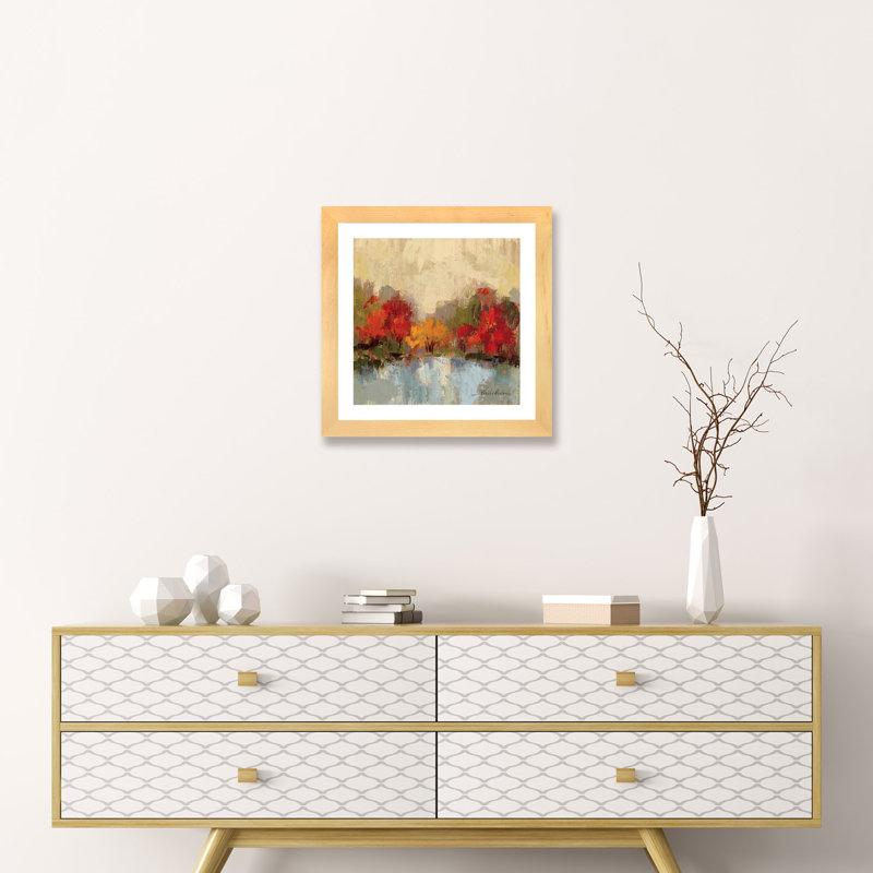 «Fall Riverside I» par Silvia Vassileva - reproduction d'art, Cadre papier naturel, H 24 po x l 24 po x p 1 po