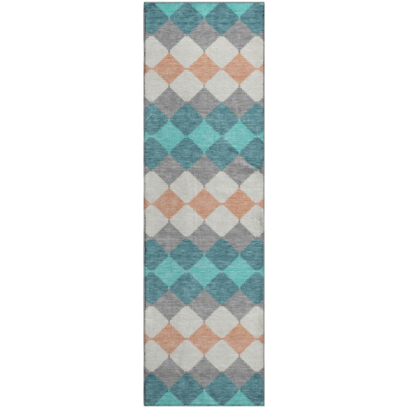 Premium Machine Washable Bunderberg AMF1007 Geometric Rug, Runner 2'3" x 7'6"