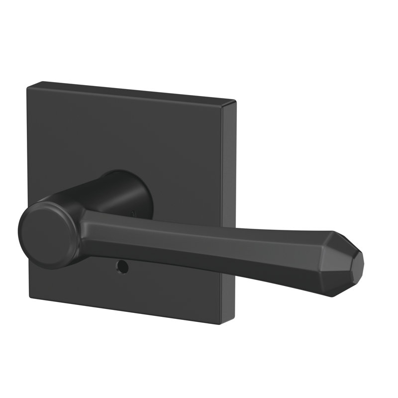 Custom Dempsey Hall-Closet and Bed-Bath Lever with Collins Trim, Matte Black