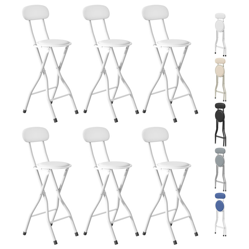 Upholstered Counter Stool with Metal Frame, Black
