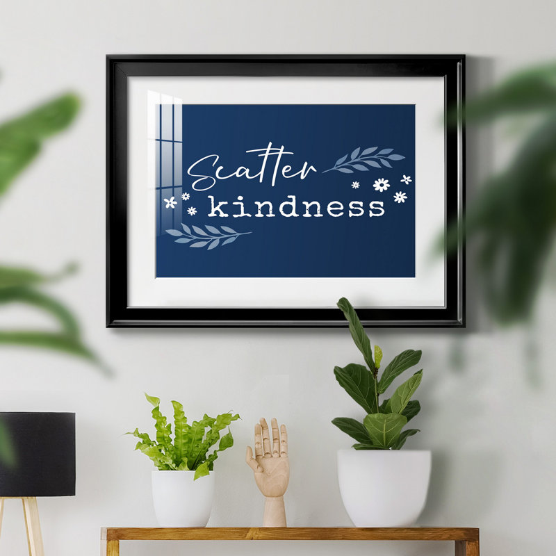 Kindness - Cadre photo, art textuel, Papier encadré noir, H 18,5 po x l 24,5 po x P 1,5 po, Blanc mat